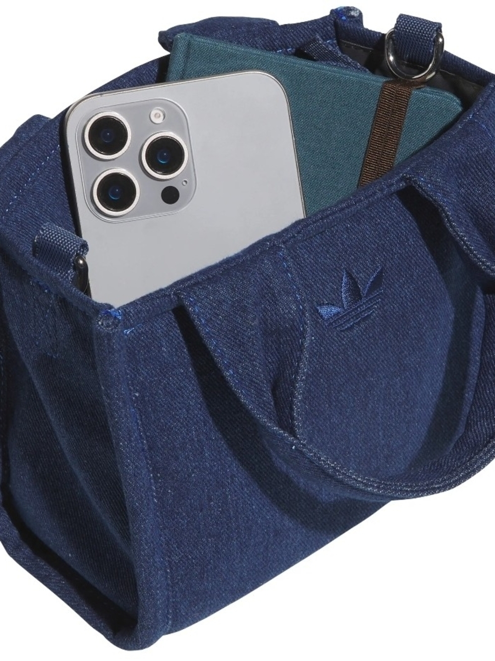 adidas Originals Navy Denim Mini Tote with Trefoil Tag - Picture 5 of 11
